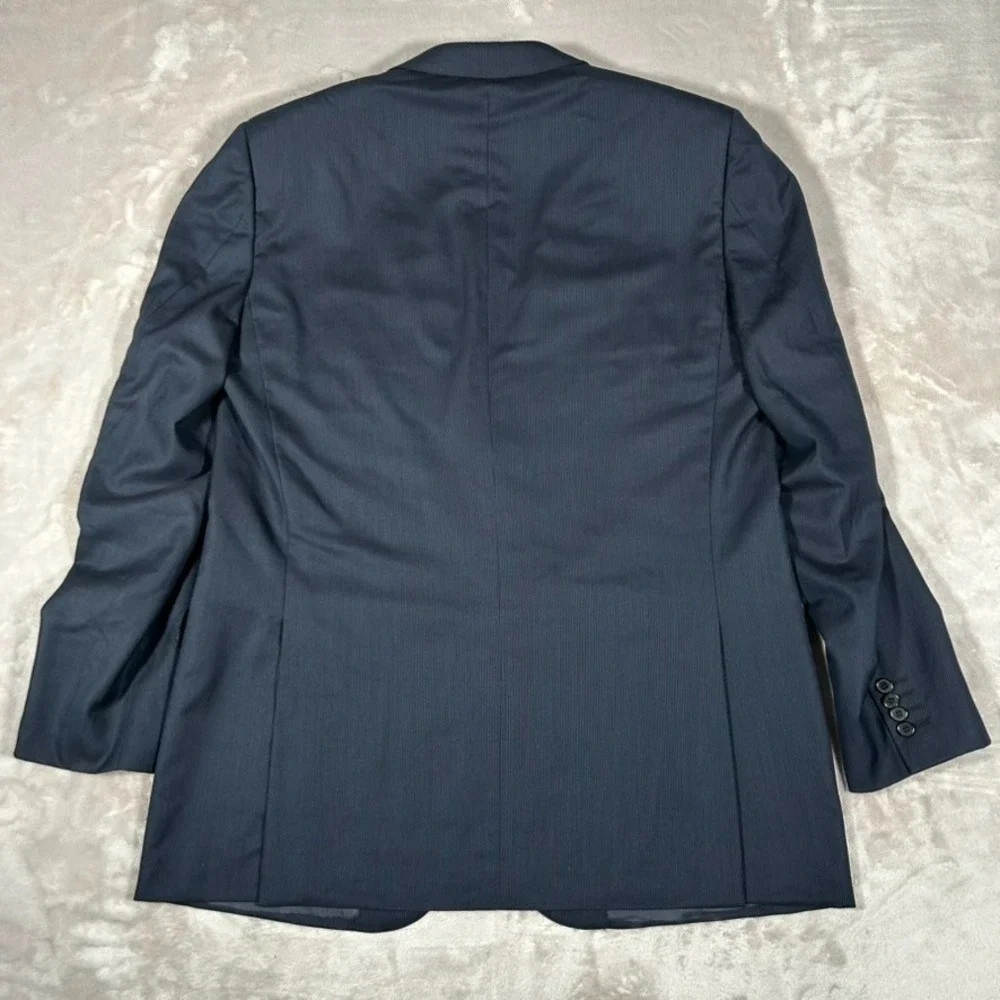 Ermenegildo Zegna Blazer Mens 46L Blue Striped Wool Sport Coat Made In Italy EUC
